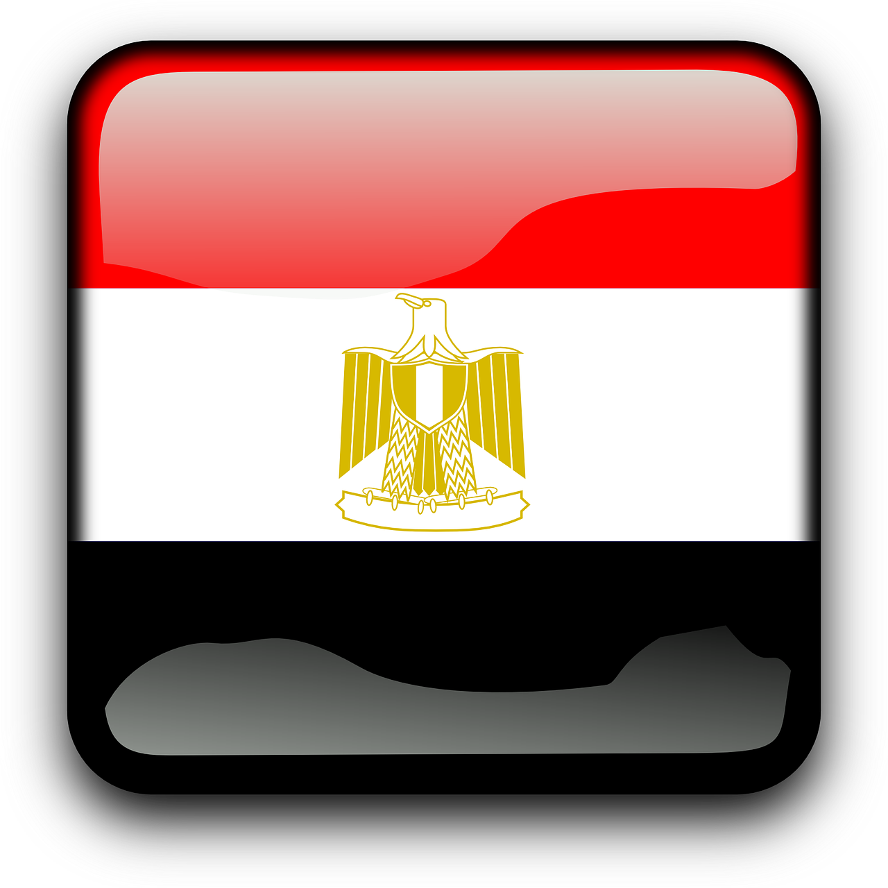 Egiptas, Vėliava, Šalis, Tautybė, Kvadratas, Mygtukas, Blizgus, Nemokama Vektorinė Grafika, Nemokamos Nuotraukos,  Nemokama Licenzija