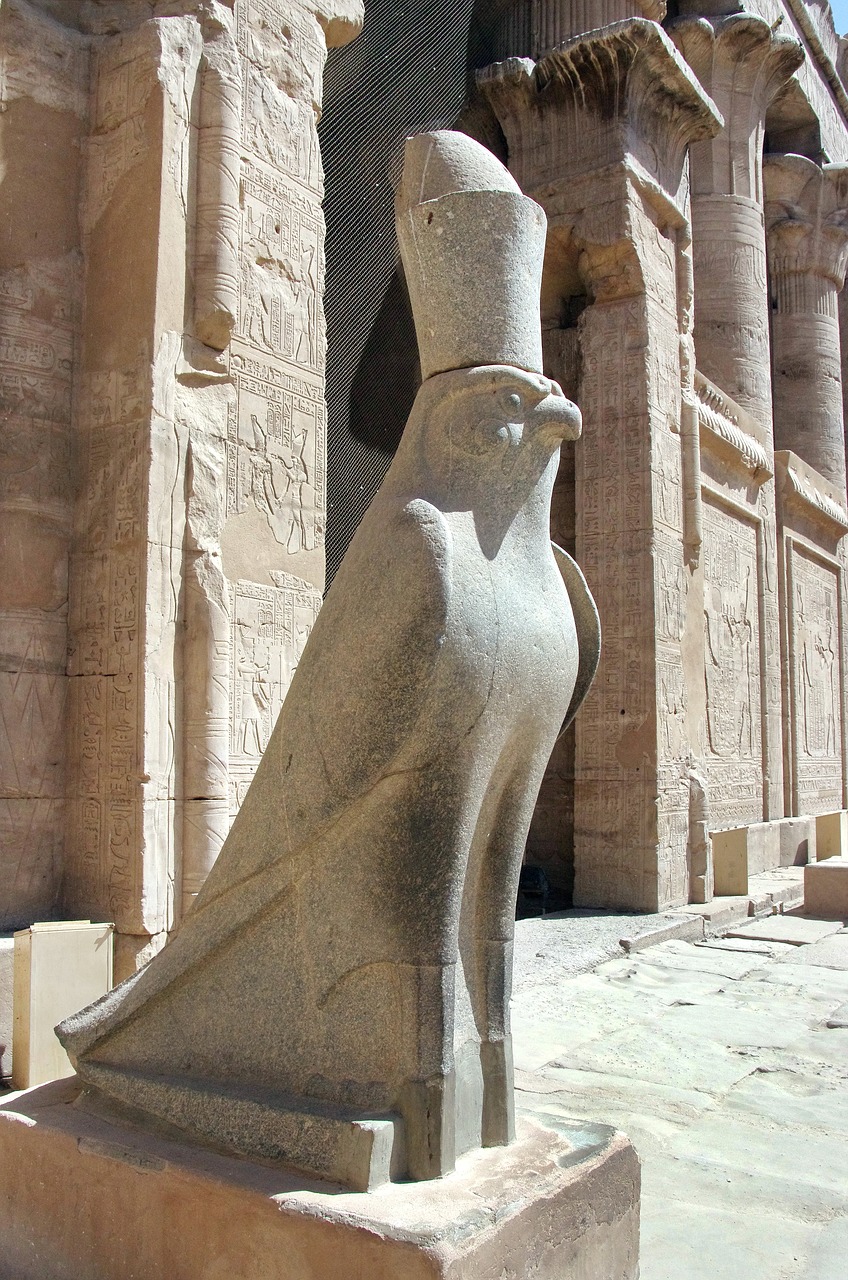 Egiptas,  Edfu,  Šventykla,  Statula,  Horus,  Divinity,  Falcon,  Istorija,  Simbolis,  Skulptūra