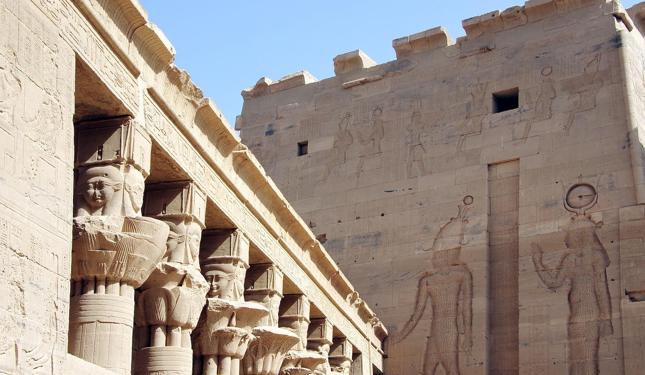Egiptas,  Aswan,  File,  Šventykla,  Stulpelis,  Marquee,  Skulptūra,  Hathorique,  Šventa,  Stulpas