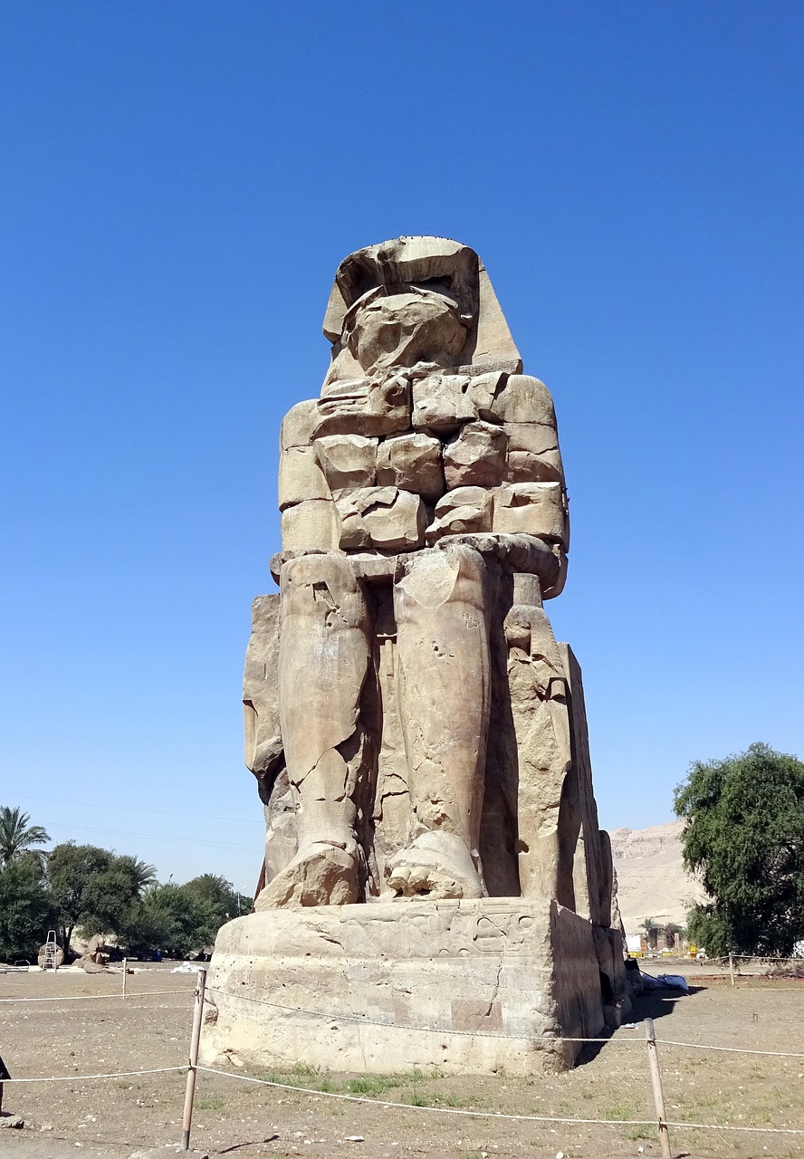 Egiptas,  Colossus,  Memnona,  Tėbai,  Luxor,  Aménophis3,  Statula,  Kolosalus,  Faraonas,  Šventykla Milijonus Metų
