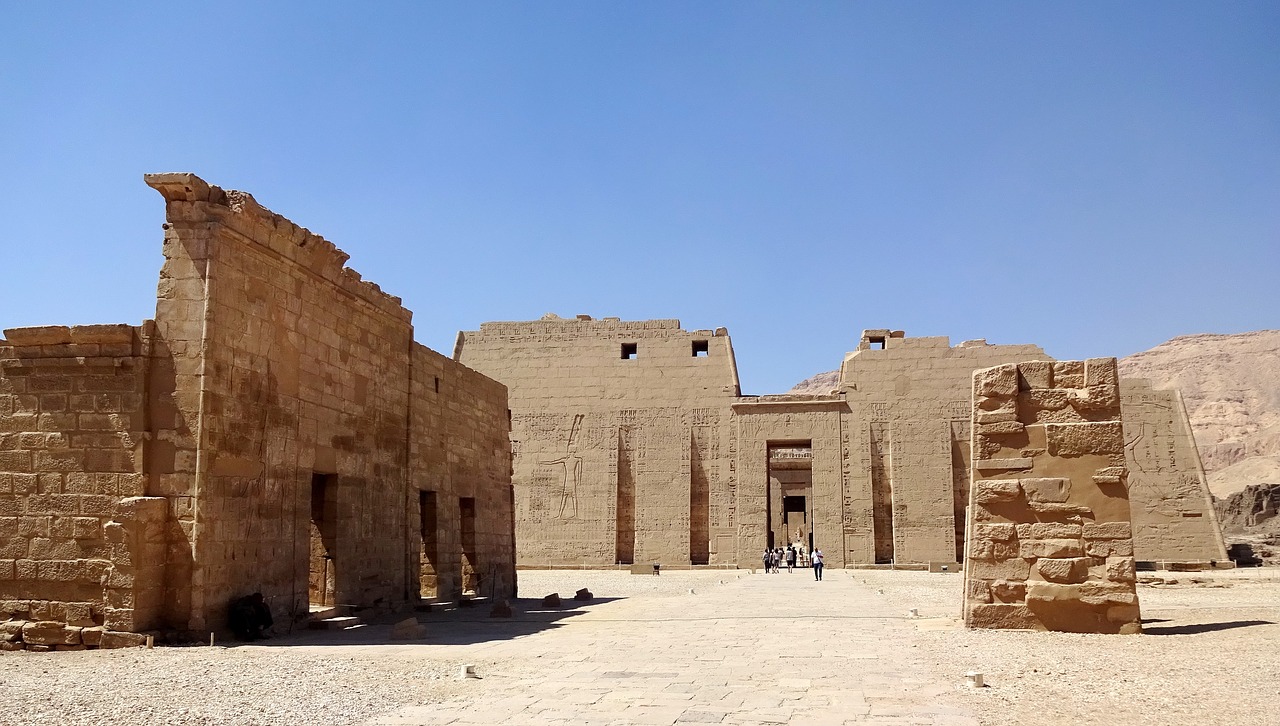 Egiptas,  Tėbai,  Luxor,  Šventykla,  Medinet Habu-,  Bokštas,  Veranda,  Didumas,  Archeologija,  Senovinis