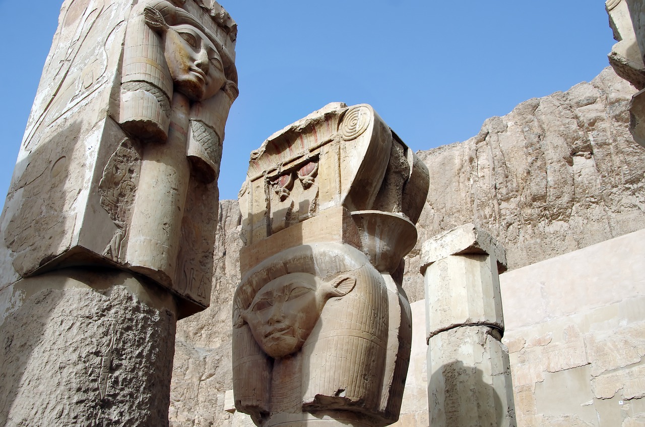 Egiptas,  Deir-El-Bahari,  Slėnis Karalienėmis,  Hatshepsut,  Karalienė-Faraonas,  Stulpeliai,  Skulptūros,  Architektūra,  Kelionė,  Skulptūra