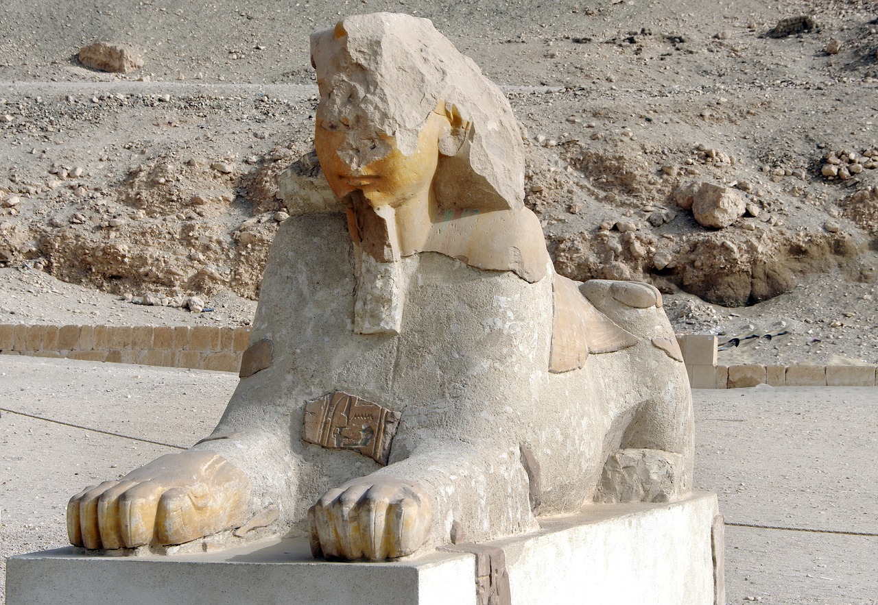Egiptas,  Tėbai,  Slėnis Karalienėmis,  Sfinksas,  Deir-El-Bahari,  Hatshepsut,  Skulptūra,  Pierre,  Statula,  Kelionė