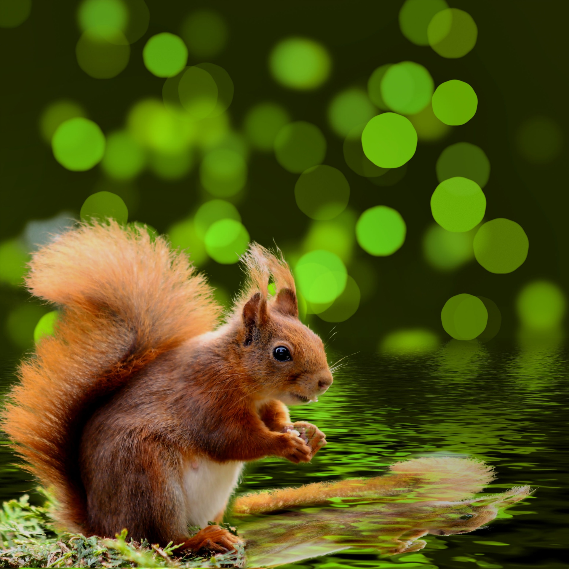 Voverė,  Graužikas,  Gyvūnas,  Atspindys,  Vanduo,  Gamta,  Bokeh,  Ruda,  Voverė, Nemokamos Nuotraukos