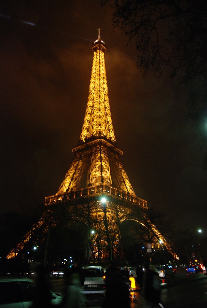 Eifelis, Bokštas, Paris, France, Architektūra, Vakaras, Naktis, Apšviestas, Apšvietimas, Europa