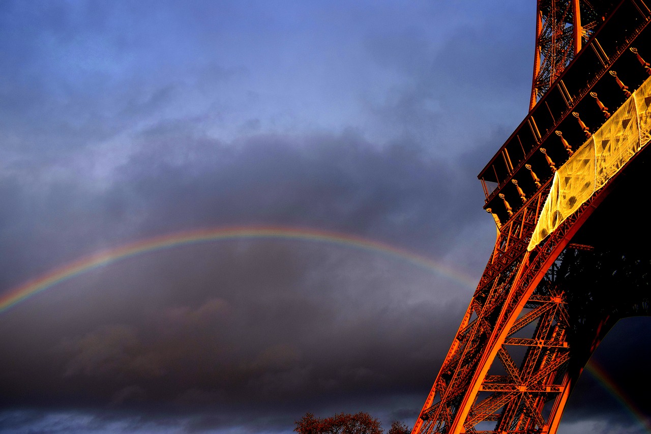 Eifelis, Vaivorykštė, Paris, France, Bokštas, Dangus, Nemokamos Nuotraukos,  Nemokama Licenzija