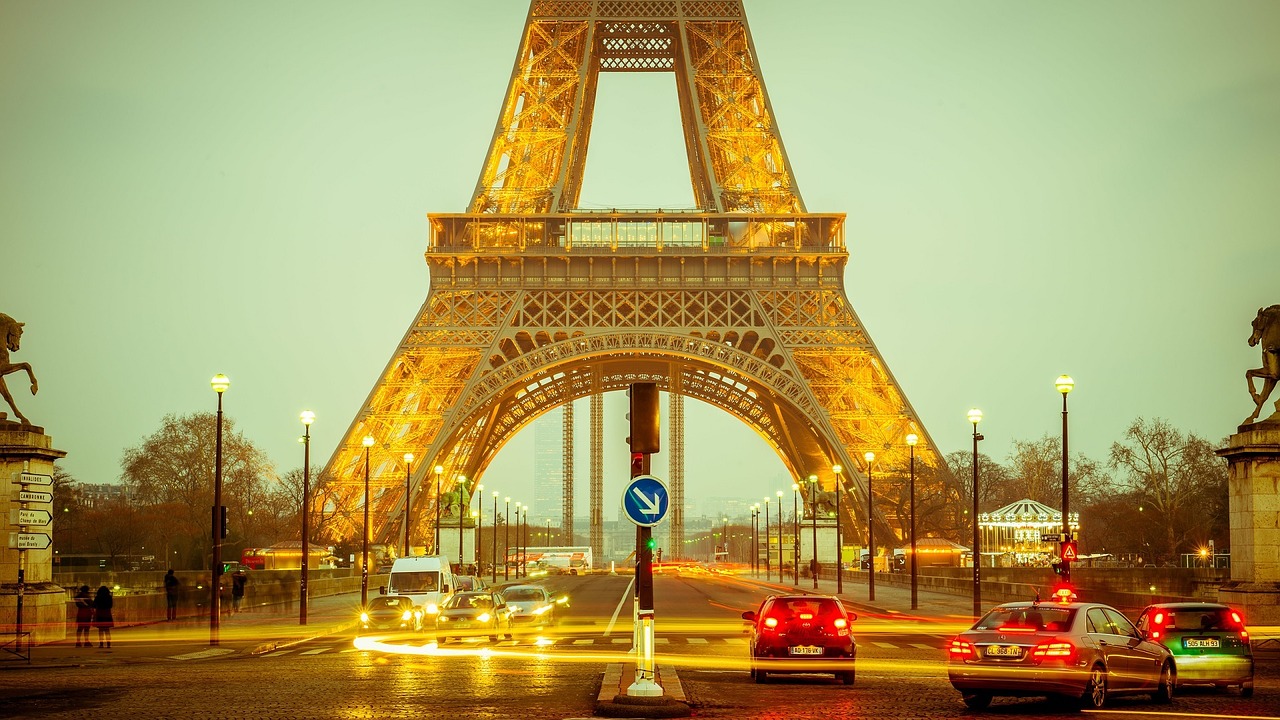 Eifelio Bokštas, Ilga Ekspozicija, Žibintai, Judėjimas, Twilight, Miestas, Miesto, Paris, France, Simbolis