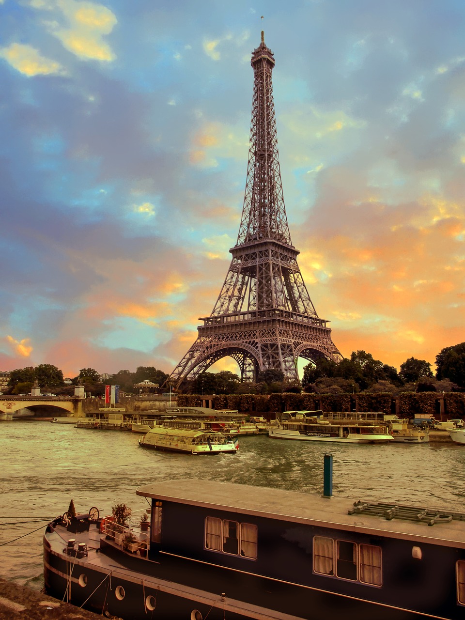Eifelio Bokštas, Paris, Upė Seine, Prancūzų Kalba, Europa, Architektūra, Europietis, Struktūra, Pritraukimas, Simbolis