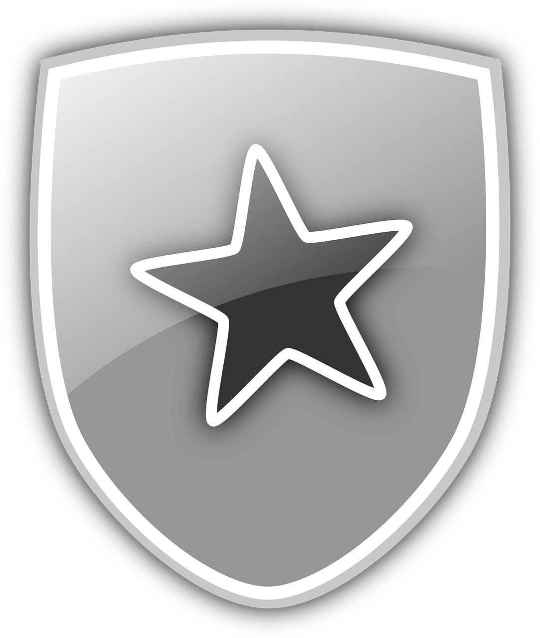 Emblema, Saugumas, Skydas, Jėga, Antivirusinė, Užkarda, Apsauga, Metalas, Sidabras, Žvaigždė