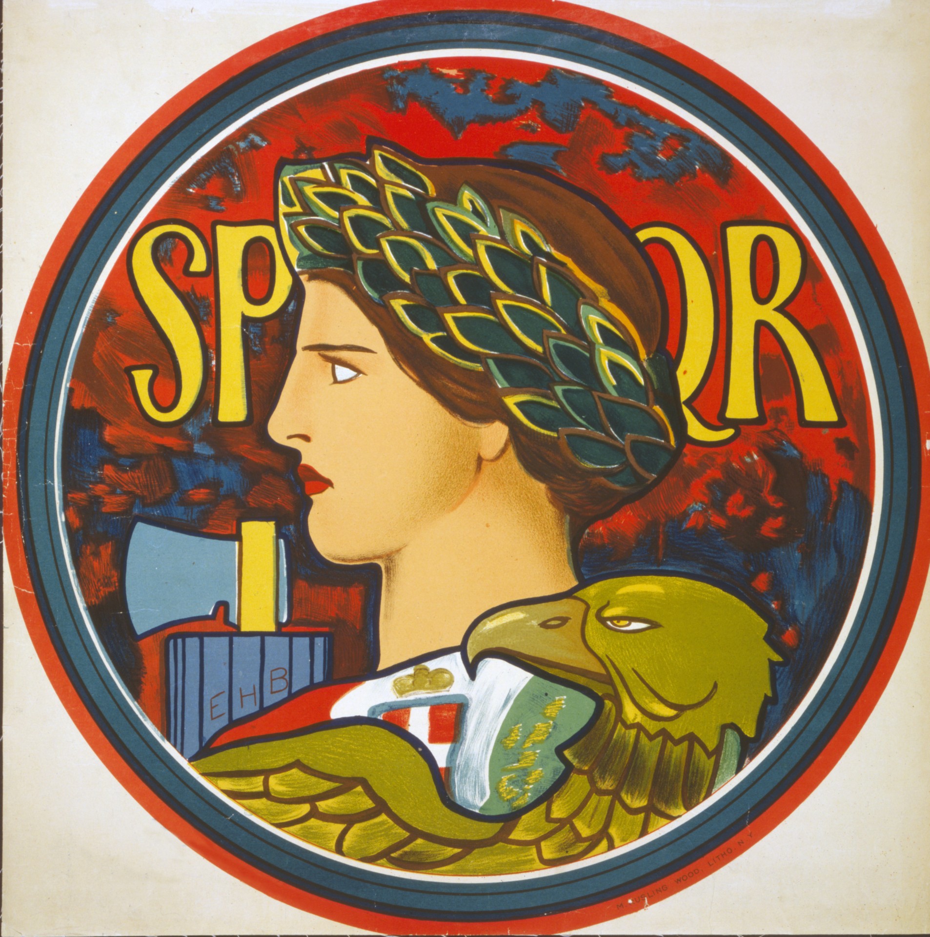 Emblema,  Italy,  Vintage,  1900,  Senas,  Galva,  Profilis,  Portretas,  Moteris,  Moteris