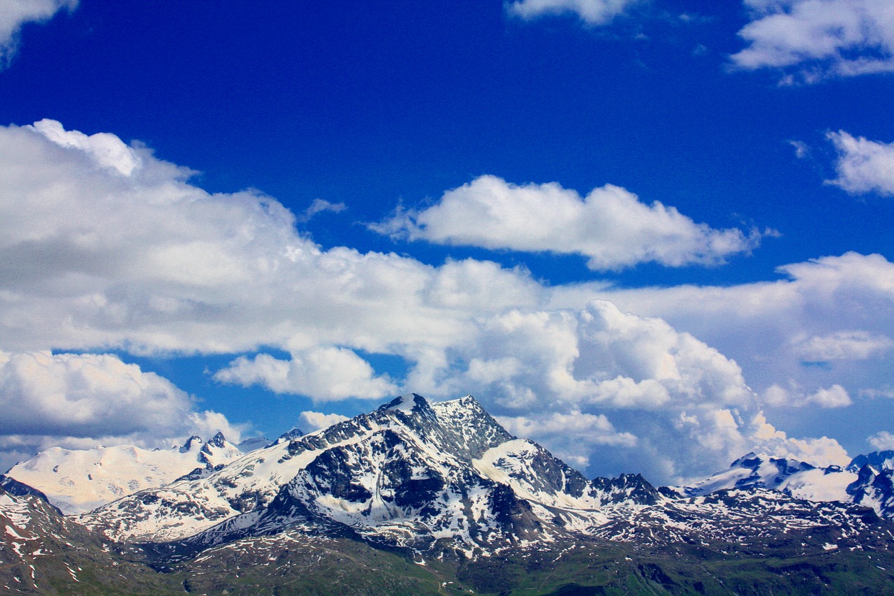 Engadin, Kalnas, Šveicarija, Swiss, Alpės, Kraštovaizdis, Gamta, Sniegas, Dangus, Mėlynas