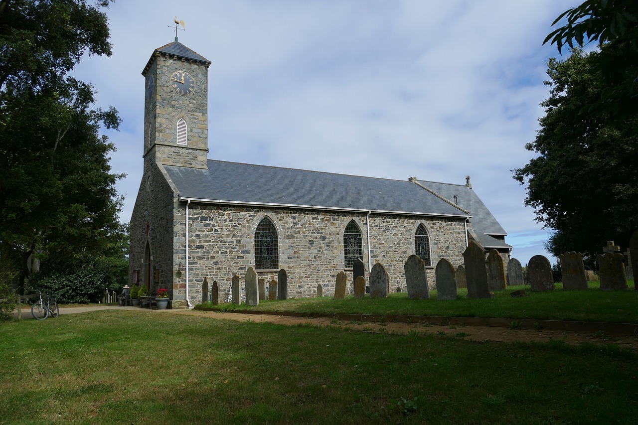 Anglija, Kanalų Salos, Jungtinė Karalystė, Džersis, Sarkas, Bažnyčia, Bokštas, Istoriškai, Romanesque, Rhaeto Romanic