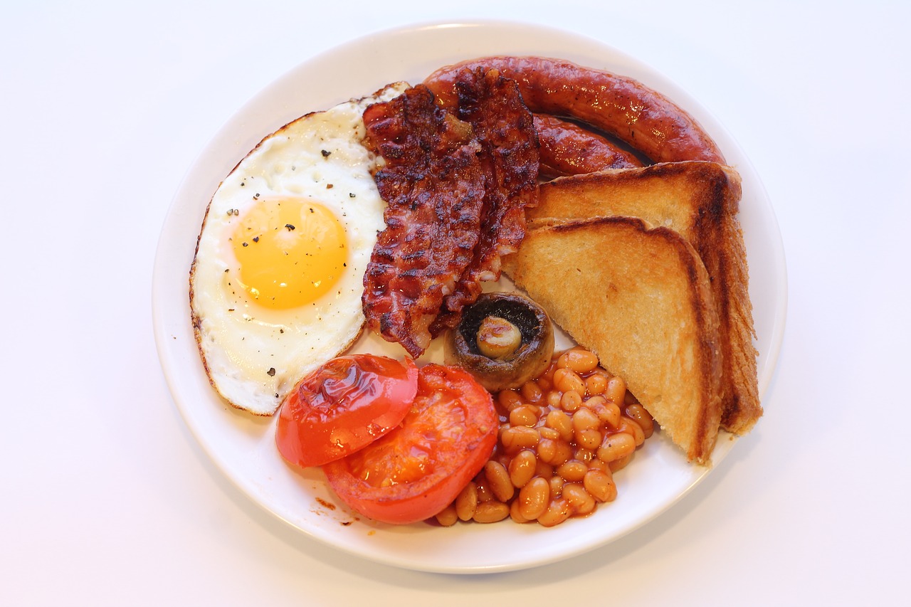 Angliški Pusryčiai, Valgymas, Bacon, Virimo, Didžioji Britanija, Anglija, Nesveika, Riebi, Patiekalas, Maistas