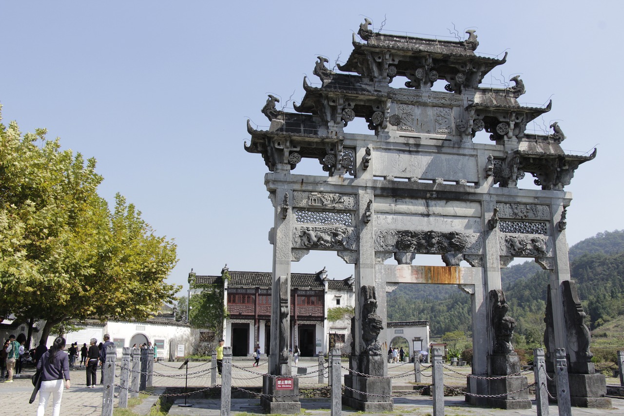 Įėjimas, Anhui, Xidi, Arka, Xian, Stilius, Klunky, Pastatas, Unesco, Yixian Apskritis