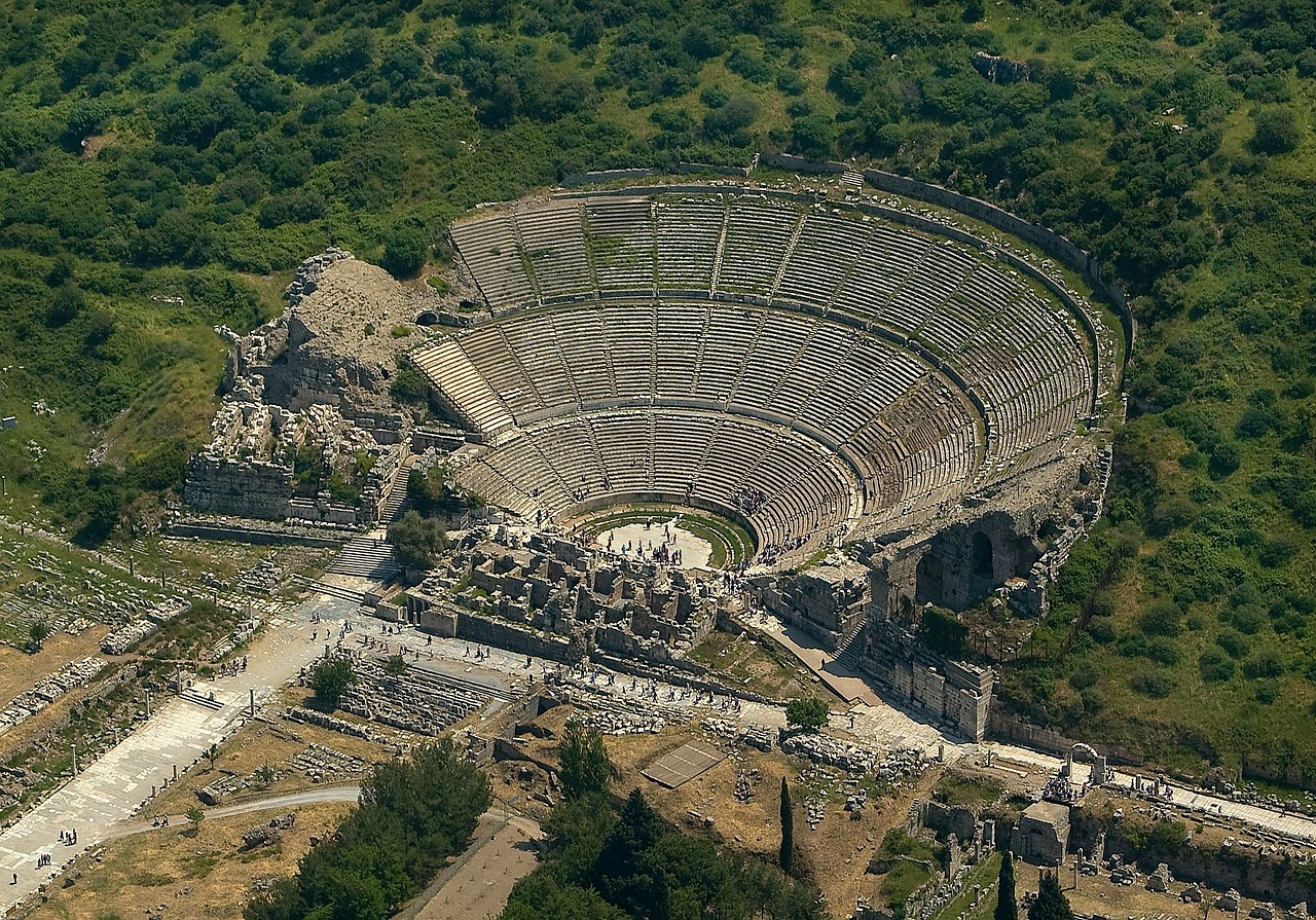 Efesas, Turkija, Graikų Kalba, Teatras, Turistinis, Turizmas, Struktūra, Architektūra, Medžiai, Orientyras