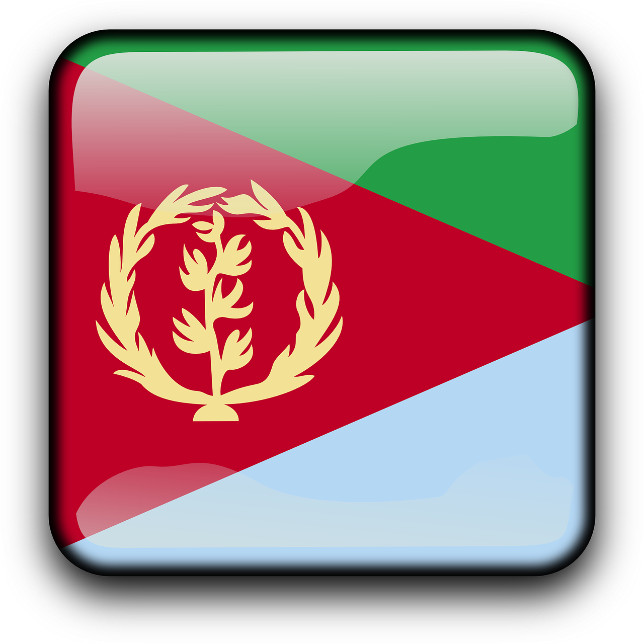 Eritrea, Vėliava, Šalis, Tautybė, Kvadratas, Mygtukas, Blizgus, Nemokama Vektorinė Grafika, Nemokamos Nuotraukos,  Nemokama Licenzija