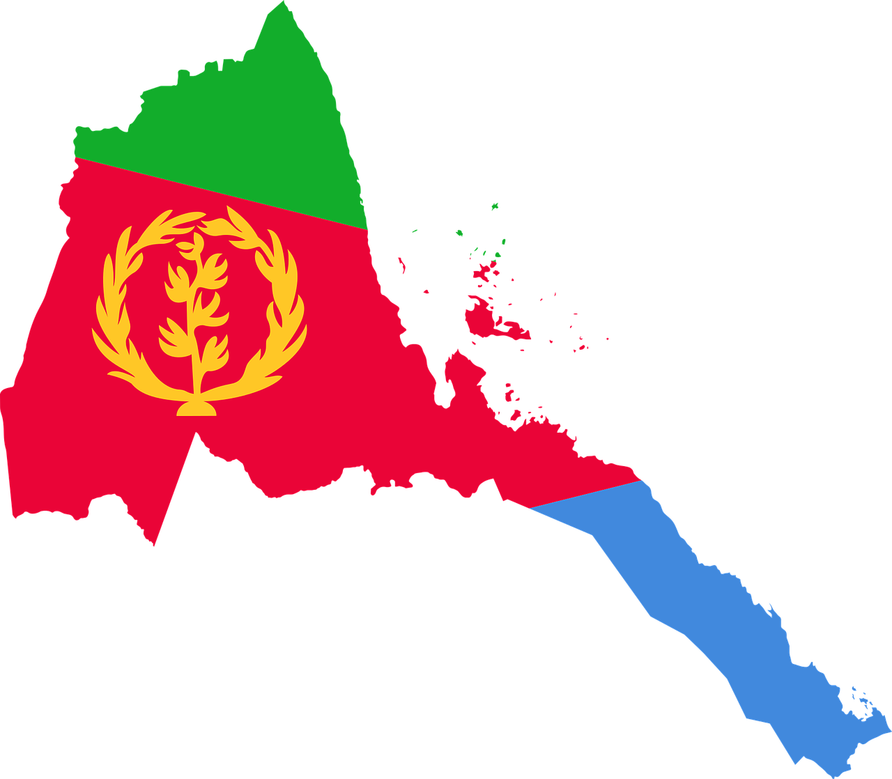 Eritrea, Vėliava, Žemėlapis, Geografija, Kontūrai, Afrika, Šalis, Tauta, Sienos, Svg