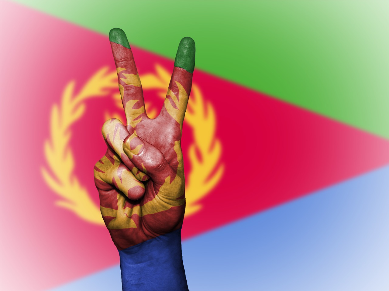 Eritrea, Taika, Ranka, Tauta, Fonas, Reklama, Spalvos, Šalis, Ženminbi, Vėliava