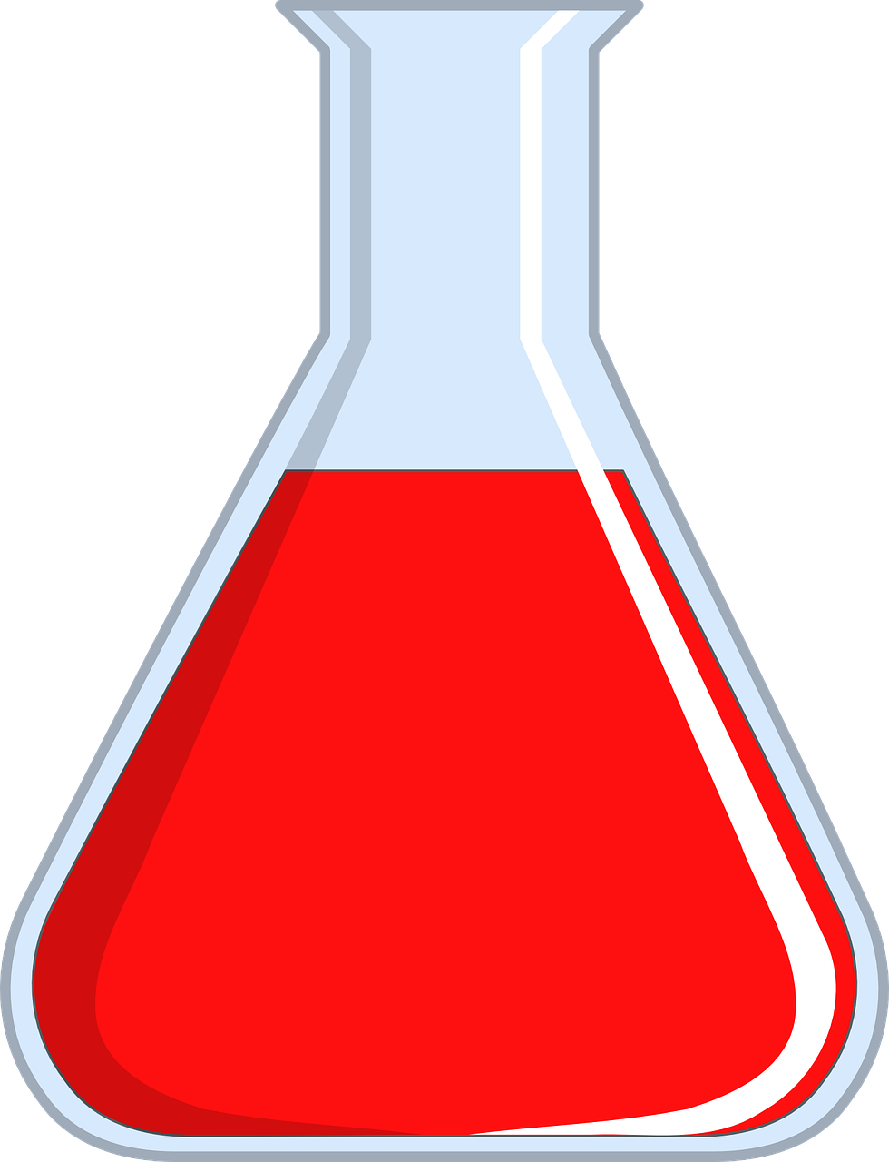 Erlenmejerio Kolba, Stiklo Dirbiniai, Raudona, Chemija, Kolba, Skystas, Cheminis, Laboratorija, Eksperimentas, Cheminis Tirpalas