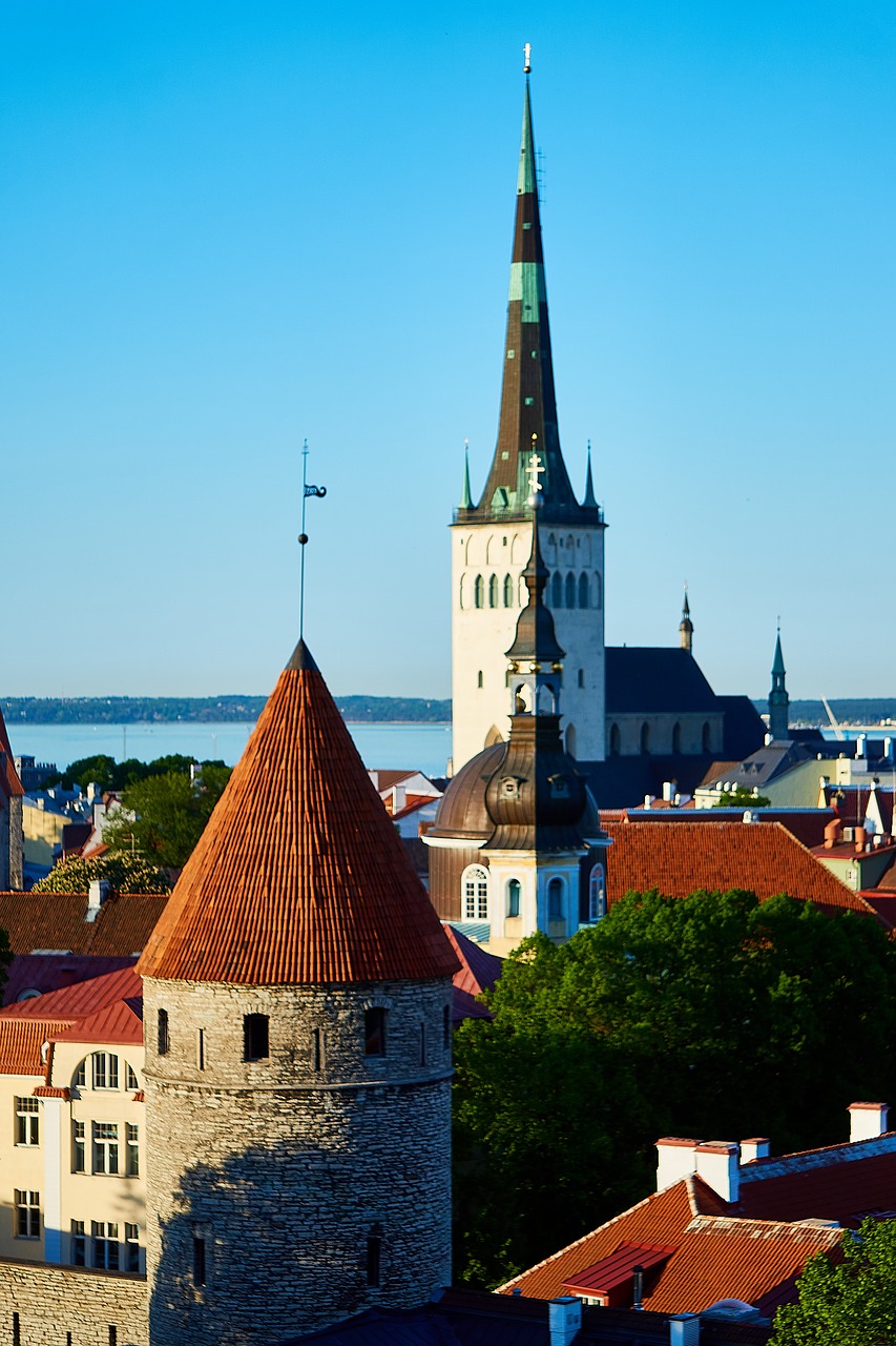 Estonia, Tallinn, Reval, Istoriškai, Senamiestis, Olafo Bažnyčia, Baltijos Valstybės, Architektūra, Namai, Panorama