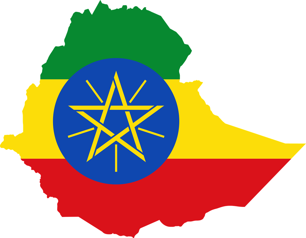 Etiopija, Vėliava, Žemėlapis, Geografija, Kontūrai, Afrika, Šalis, Tauta, Sienos, Svg