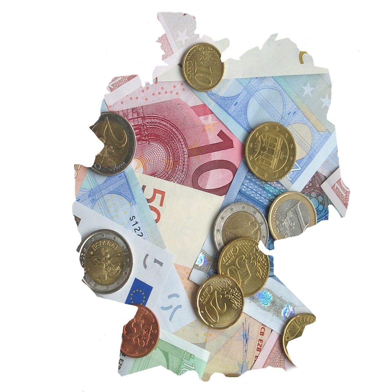 Euras, Pinigai, Banknotai, Vokietija, Vokietijos Žemėlapis, Kontūrai, Nemokamos Nuotraukos,  Nemokama Licenzija