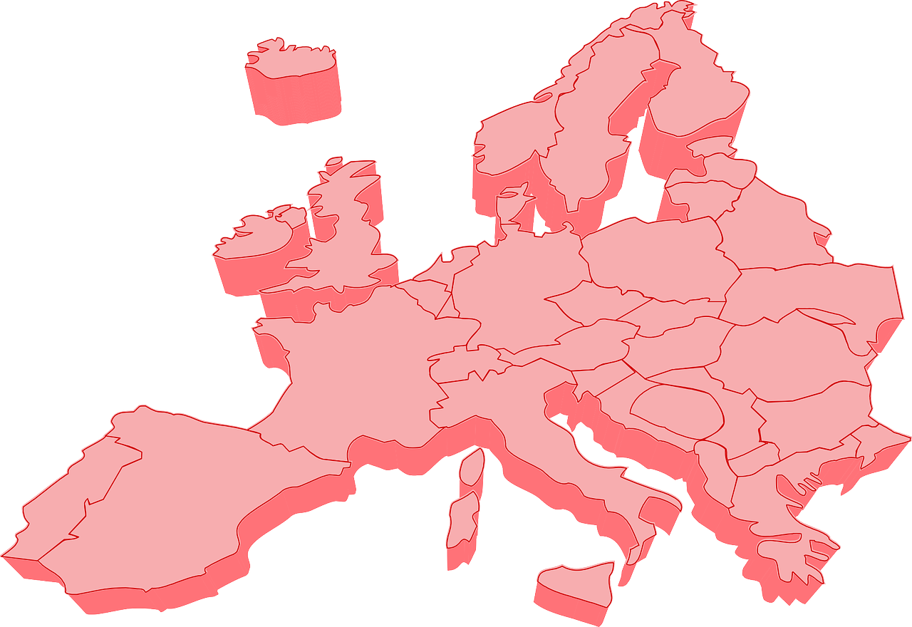 Europa, Šalyse, Žemėlapis, 3D, Raudona, Rožinis, Nemokama Vektorinė Grafika, Nemokamos Nuotraukos,  Nemokama Licenzija