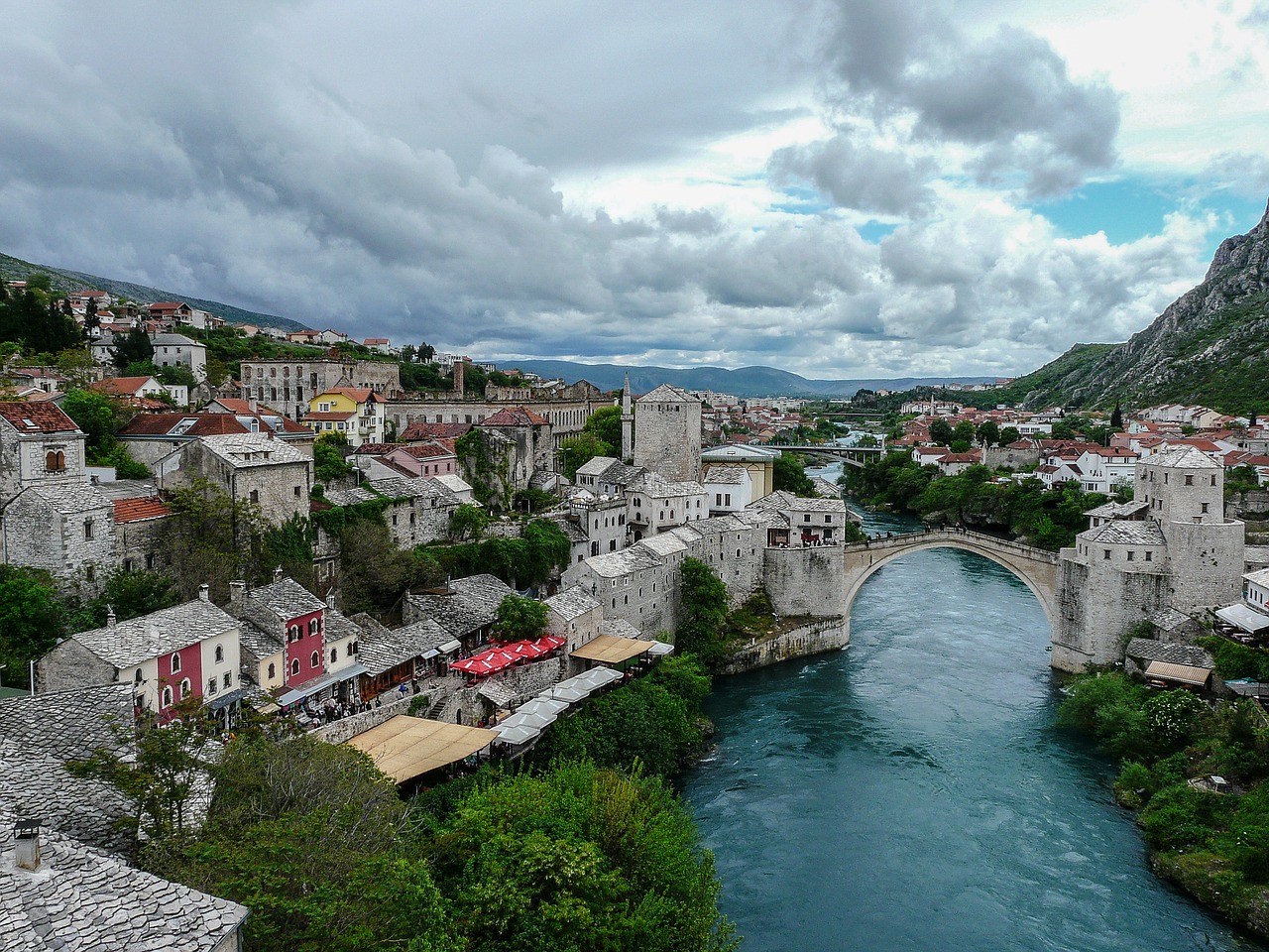 Europa, Balkanai, Bosnija, Herzegovina, Bosnija Ir Hercegovina, Mostar, Tiltas, Senas Tiltas, Stari Most, Upė