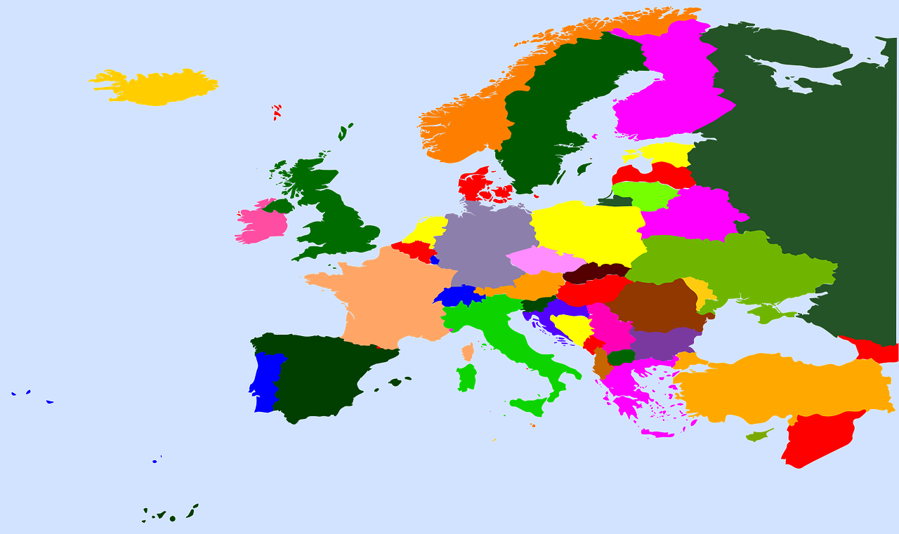 Europa, Geografija, Žemėlapis, Spalvos, Žemynas, Šalyse, Kartografija, Sienos, Atlasas, Tarptautinis