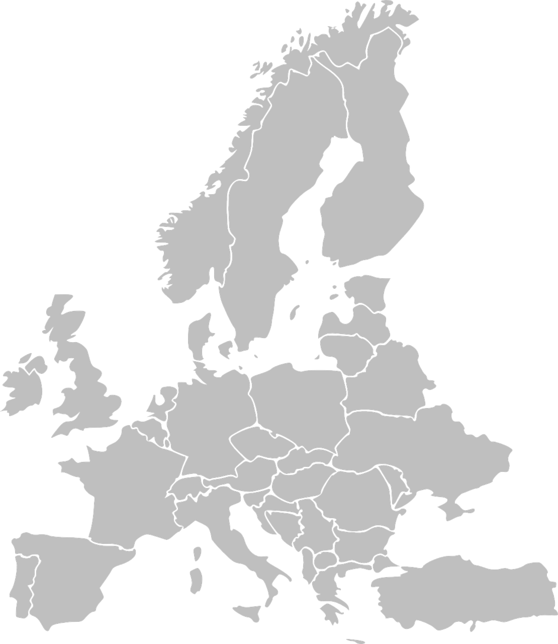 Europa, Žemėlapis, Šalyse, Valstijos, Pilka, Nemokama Vektorinė Grafika, Nemokamos Nuotraukos,  Nemokama Licenzija