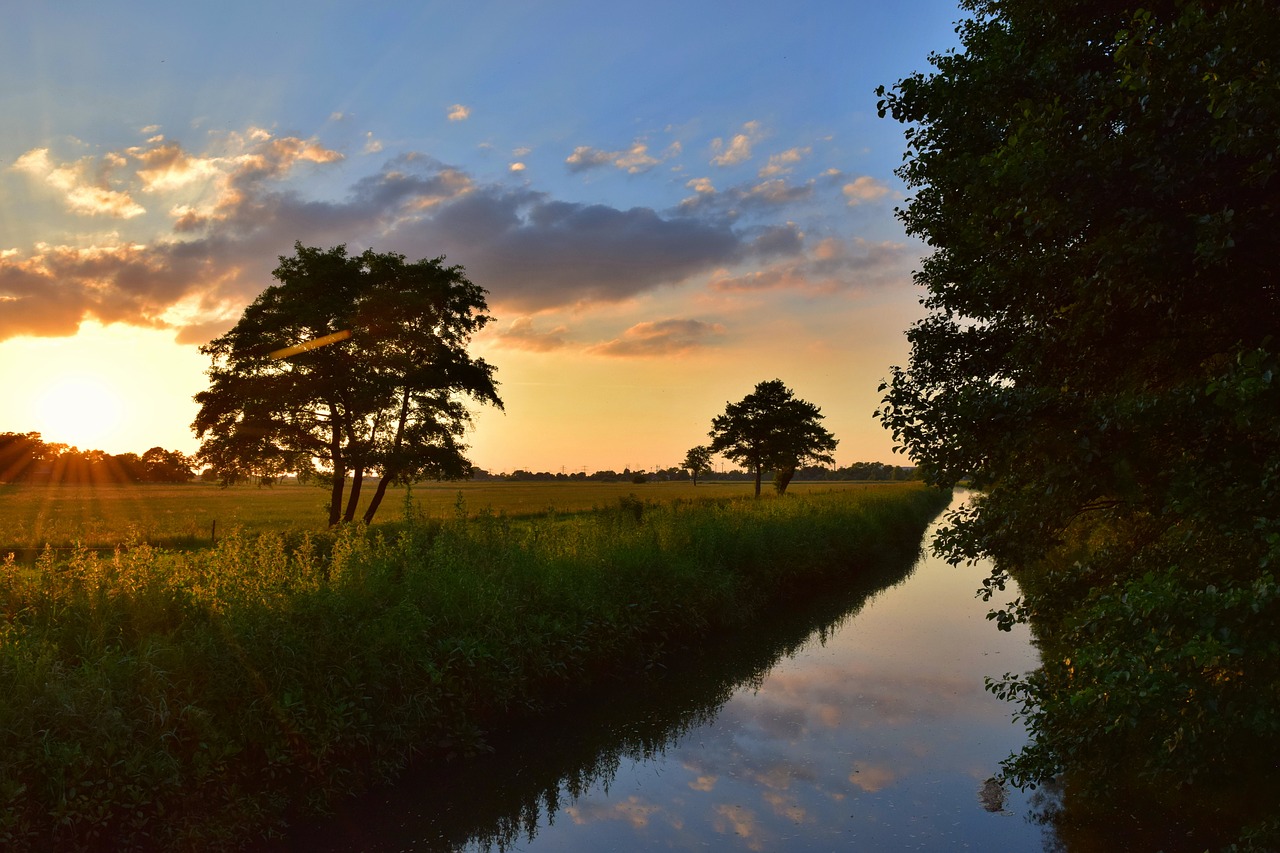 Vakaras, Saulėlydis, Vasara, Upė, Abendstimmung, Debesys, Gamta, Sąskaitą, Nuotaika, Vakarinis Dangus