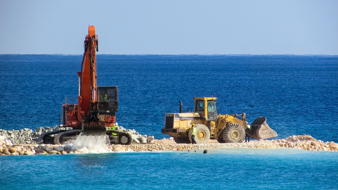 Ekskavatorius, Buldozeris, Transporto Priemonė, Statyba, Marina, Ayia Napa, Kipras, Sunki Mašina, Įranga, Nemokamos Nuotraukos