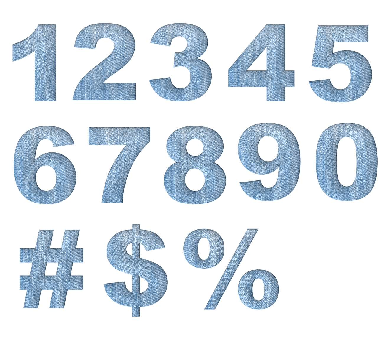 Medžiaga, 3D, Numeriai, Džinsas, Šviesiai Mėlyna, Tekstūra, Paviršius, Tekstas, Abėcėlė, Šablonas