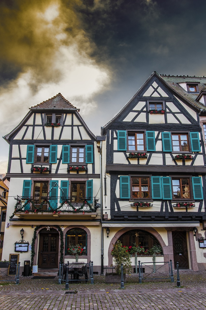 Fachwerkhäuser, Alsace, Kaysersberg, Senamiestis, Santūra, Vaizdingas, Istoriškai, Architektūra, France, Fasadas