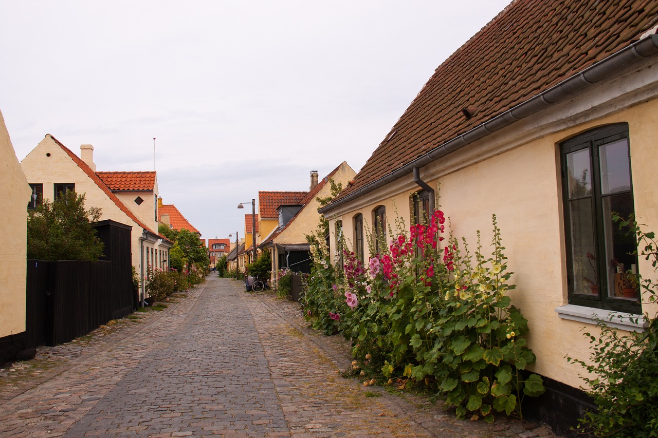 Įrenginiai, Kaimas, Miestas, Gatvė, Alėja, Gėlės, Langas, Namai, Denmark, Geltona