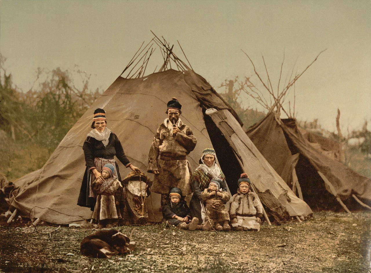 Šeima, Ragas, Sami, Laplandas, Norvegija, 1900, Fotochromas, Palapinė, Indėnas, Nemokamos Nuotraukos