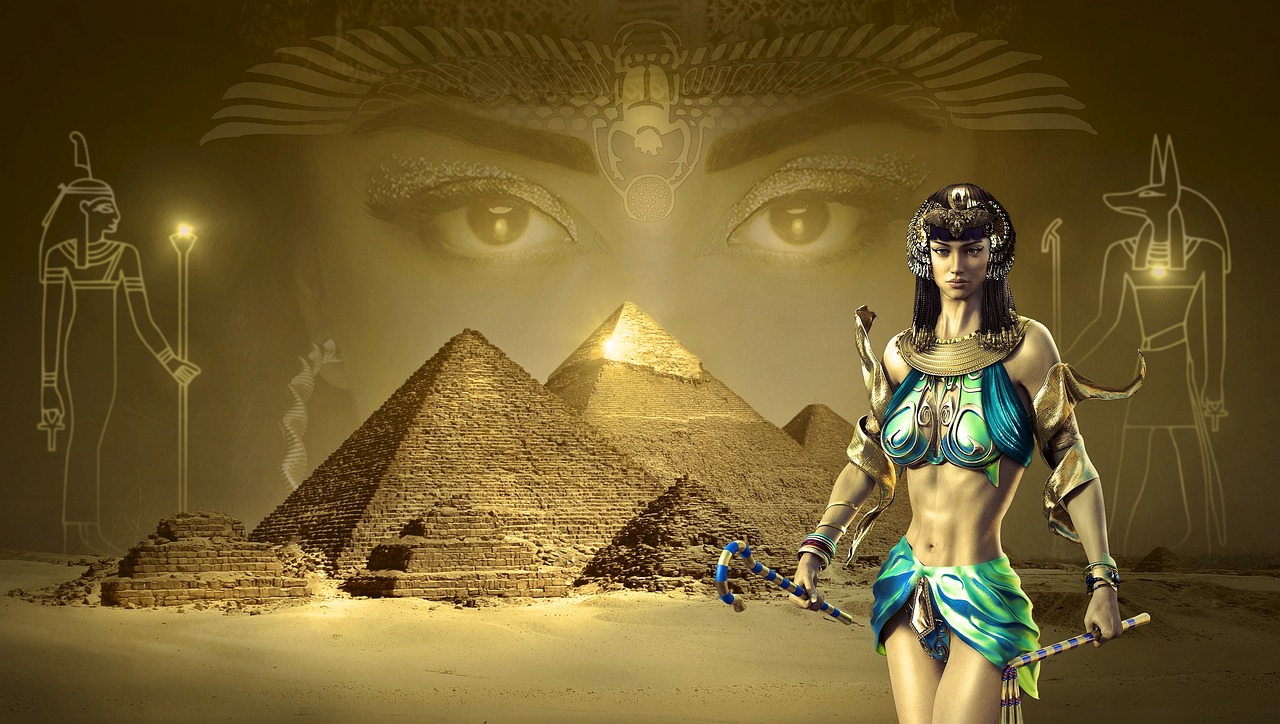 Fantazija, Egiptas, Piramidės, Dykuma, Smėlis, Sahara, Auksas, Šviesa, Akmuo, Pharaonic