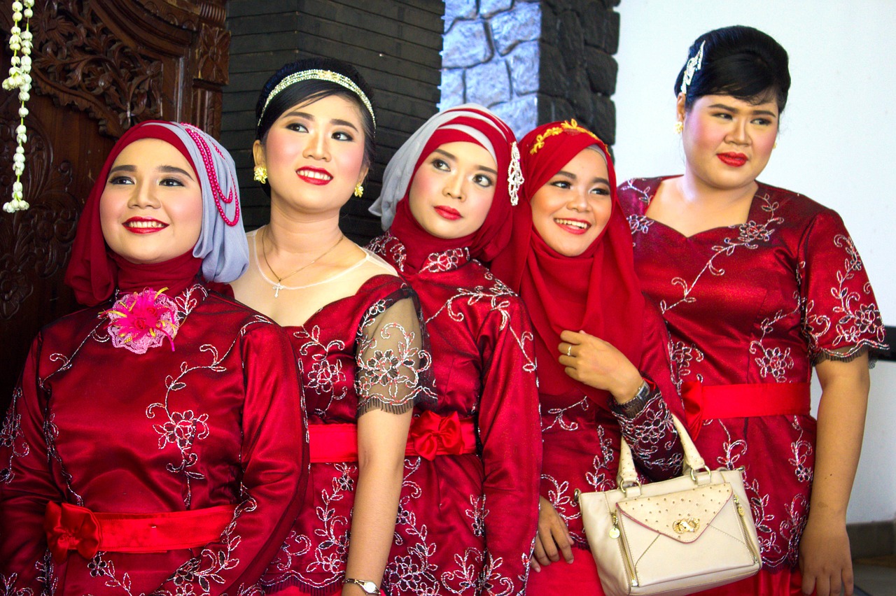 Mada, Java, Tradicinis, Indonezija, Raudona, Vestuvės, Hijab, Kultūra, Apeliacija, Makiažas