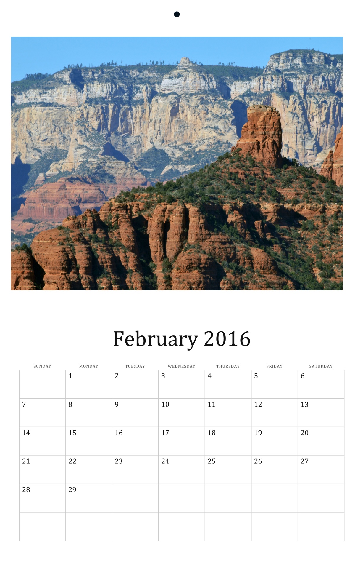 2016,  2016 & Nbsp,  Kalendorius,  Vasaris,  Kalendoriai,  Mėnesinis & Nbsp,  Kalendorius,  Dykuma,  Sedona,  Arizona