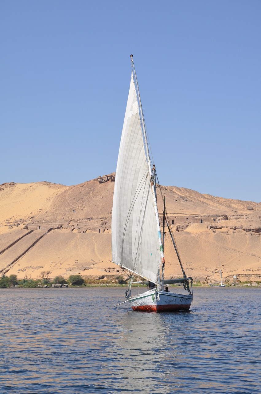 Felucca, Valtis, Nile, Egiptas, Navigacija, Kelionė, Upė, Buriavimas, Burlaivis, Dykuma