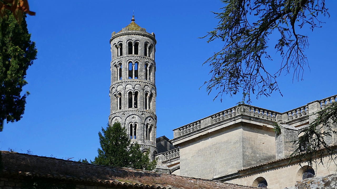 Šventovės Bokštas, Romanesque, Šventosios Teodorito Katedra, Uzes, France, Viduramžių, Gardas, Languedoc-Roussillon, Akmuo, Senovės