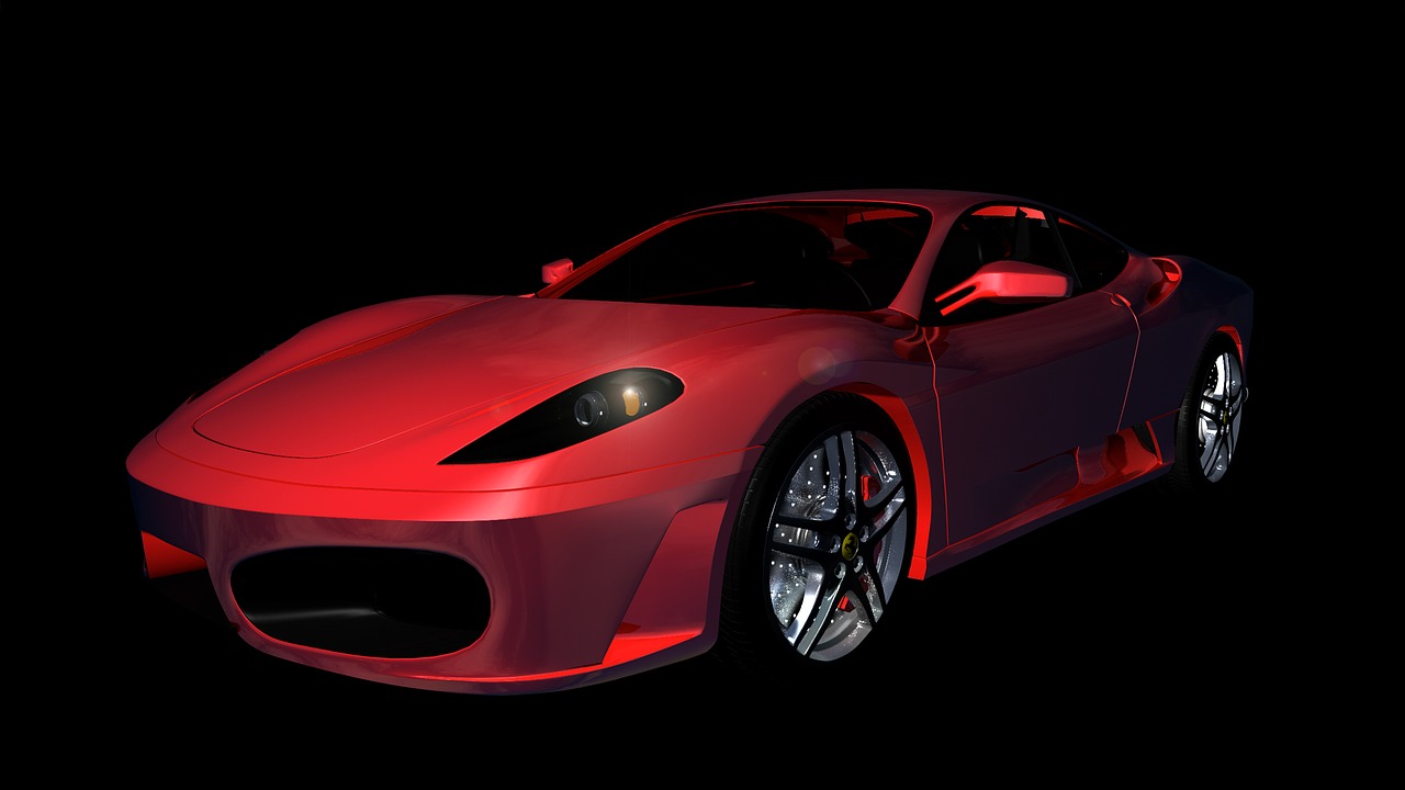 Ferrari, F430, Sportinė Mašina, Automatinis, Automobilis, Lenktyninis Automobilis, Kontūras, Metalinis, Saulės Atspindžiai, Šešėlis