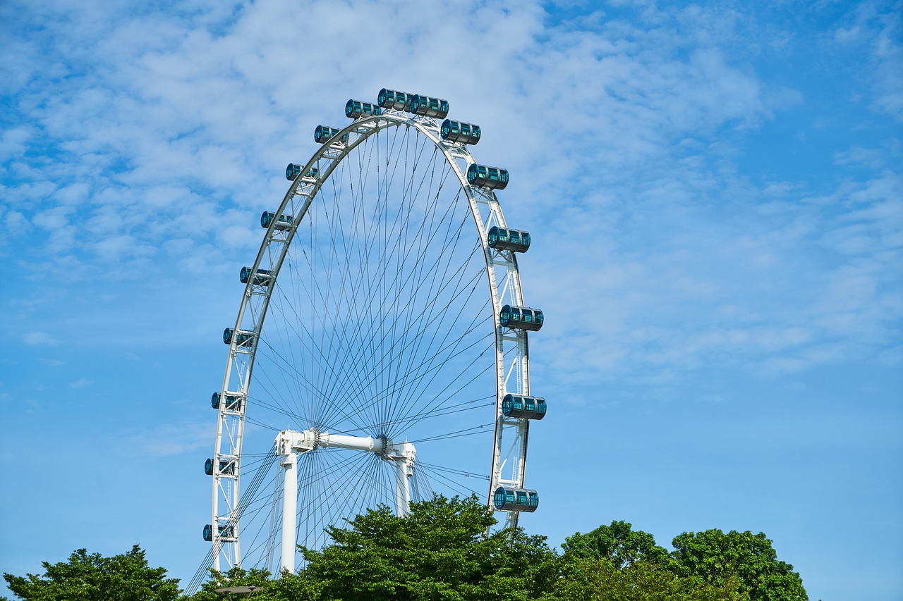 Ferris Ratas, Pramogos, Mėlynas, Kompozicija, Nuotrauka, Puiku, Architektūra, Pramogų Parkas, Miestas, Fonas