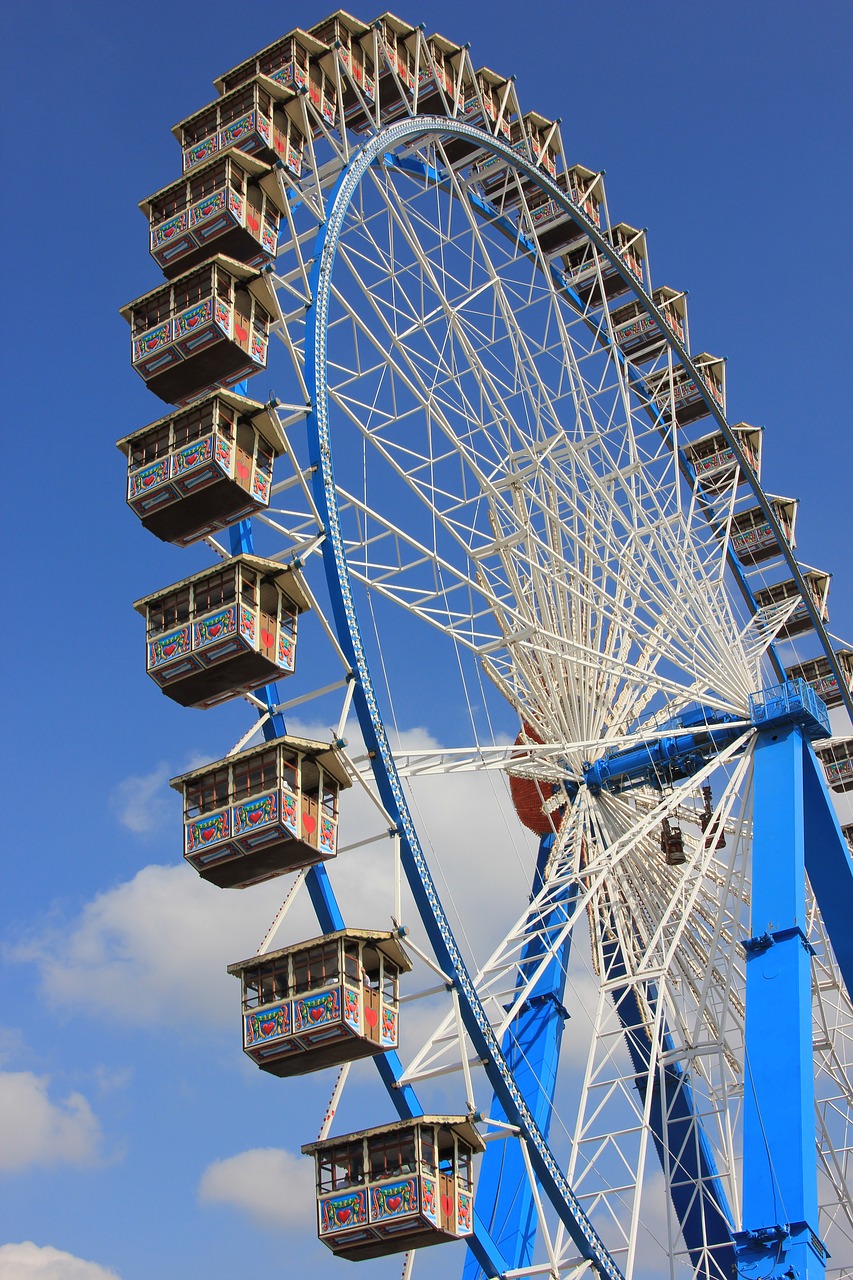 Ferris Ratas,  Pramogos,  Dangus,  Architektūra,  Oktoberfest,  Mėlynas,  Munich,  Važiuoti,  Liaudies Šventė,  Laisvalaikis