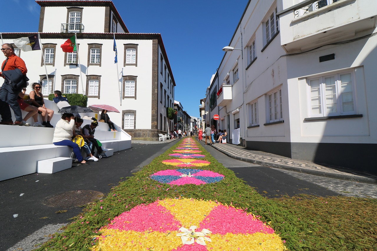 Festivalis, Azores, Gėlės, Ponta Delgada, Paradas, Portugal, Sala, Akmuo, Namai, Žemė