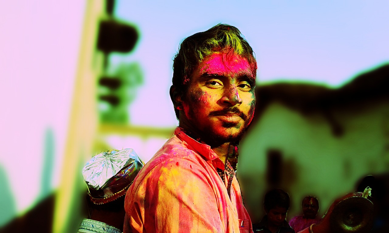 Festivalis, Holi, Indija, Indijos, Žmonės, Veidai, Spalvos, Colouredfaces, Kultūra, Tradicija