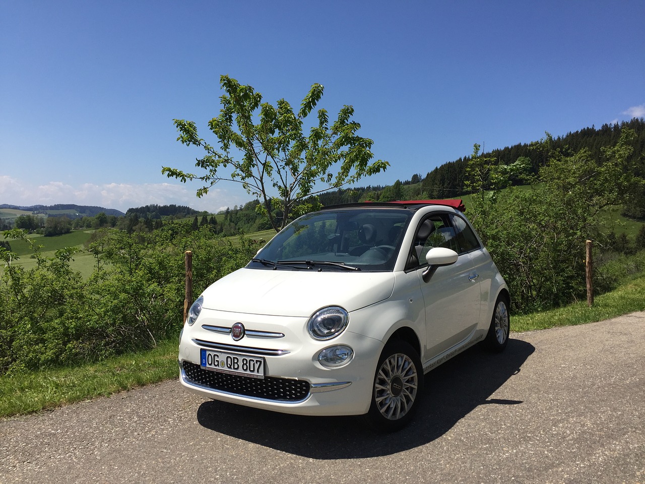 Fiat, 500, Kabrioletas, Balta, Miesto Automobilis, Nostalgija, Italy, Juodasis Miškas, Snigging Kamuolys, Šiuolaikiška