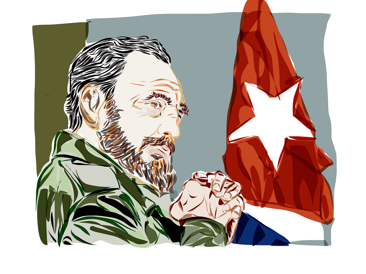 Fidel, Castro, Kuba, Revoliucinis, 1959, Politikė, Komunizmas, Juoda Ir Balta, Viva Kuba, Piešimas