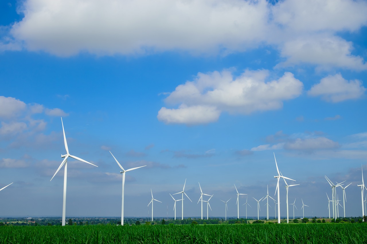 Vėjo Jėgainių Laukai, Turbina, Dangus, Azure, Debesis, Vaizdo Vaizdas, Kraštovaizdis, Horizontas, Tailandas, Kelionė