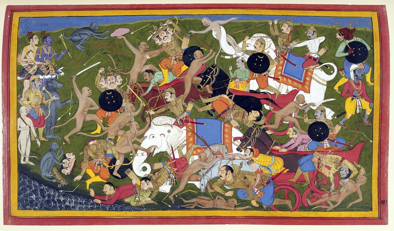 Kovoti, Mūšis, Lanka, Ramayana, Udaipur, Xvii A ., Dažymas, Fjeras, Indija, Indijos